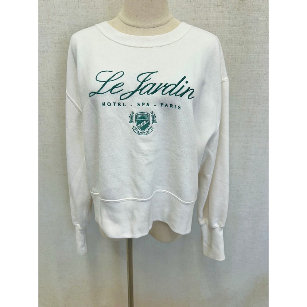 Abercrombie & Fitch Sweatshirt Size Large White Le Jardin Paris Graphic Pullover - Picture 2 of 14